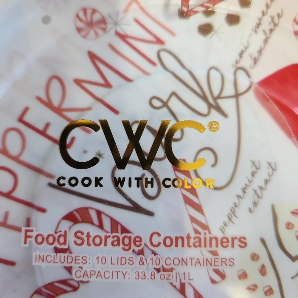 CWC Christmas Food Storage Containers Peppermint Bark NWT
